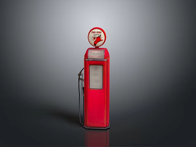 Vintage Red Gas Pump With Round Top Logo And Classic Design Elements 3d model