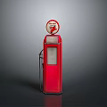 Vintage Red Gas Pump With Round Top Logo And Classic Design Elements