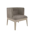 Light Gray Fabric Accent Chair With Button Tufted Back And Wooden Legs