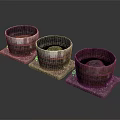 Household Wooden Barrels With Square Textured Bases In Dark And Light Tones