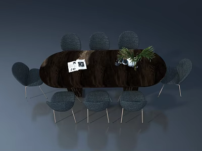 Modern Flush Door For Conference Room With Wooden Table And Grey Chairs 3d model