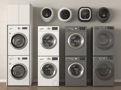 Modern Stackable Washing Machines With Front Load Design And Multiple Colors 3d model