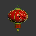 Red Lantern Decorative Furniture Piece With Intricate Patterns And Tassel Design