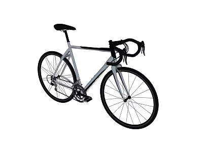 Stylish Road Bike With Silver Frame Black Wheels And Drop Handlebars 3d model