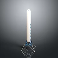 Detailed White Rocket Model With Blue Accents On Metallic Launch Support Stand
