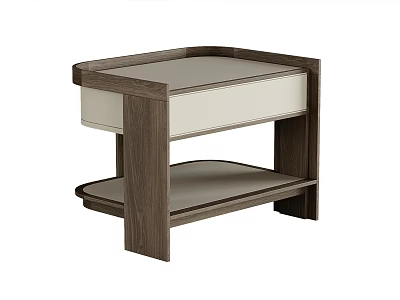 Modern Wooden Bedside Table with Drawer and Lower Shelf Contemporary Design 3d model