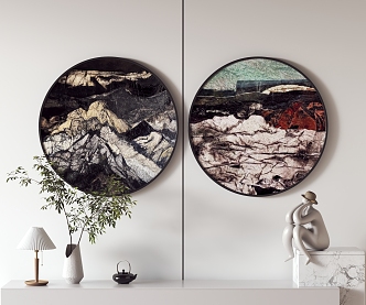 Modern Round Frame Painting Decorative Painting Hanging Painting 3d model