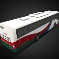 White Public Bus With Red Blue Green Stripes And Wheelchair Symbol