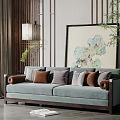 New Chinese Double Sofa Multi-Person Sofa 3d model
