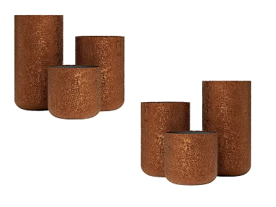 Decorative Copper Colored Ceramic Vessels With Hammered Texture Various Sizes Home Decor 3d model
