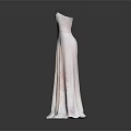 White Strapless Long Dress With Pink Floral Patterns And Flowy Skirt Design