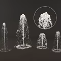 Various Water Fountains With Different Shapes Features And Water Spray Details