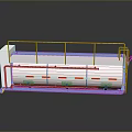 Industrial Processing Equipment With Blue White Design And Red Striped Conveyor