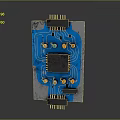 Electronic Circuit Board With Blue Circuitry Integrated Chip And Colorful Components