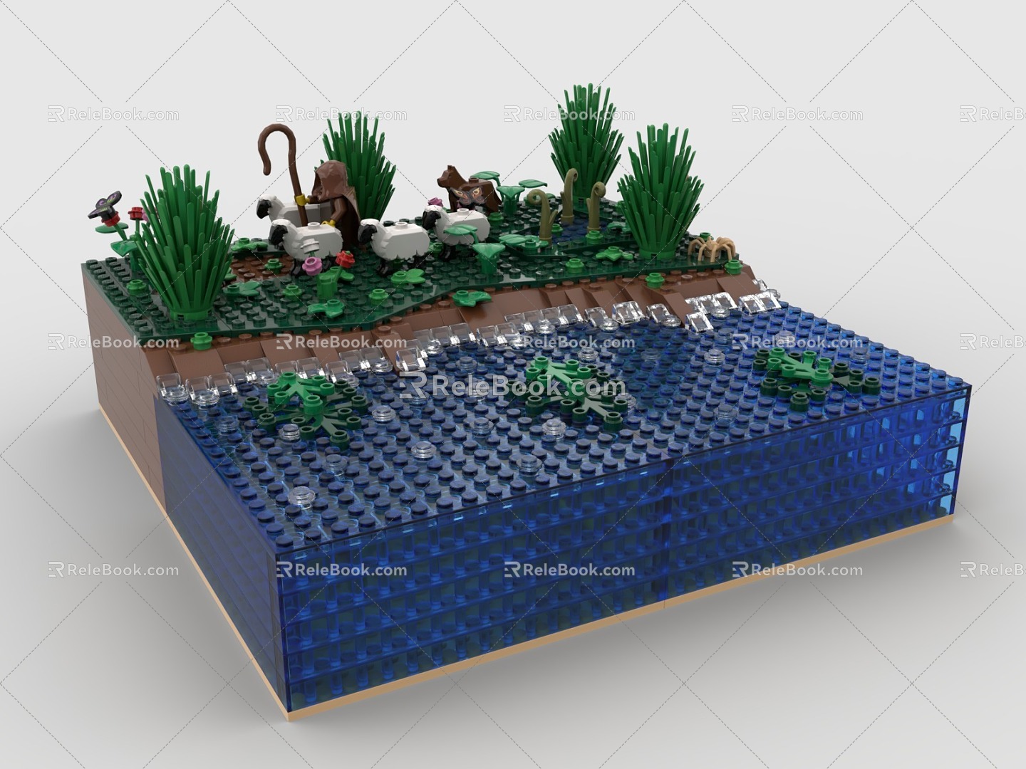 Lego LEGO Toy Seaside Beach Island Sheep Grass Plant Flower Seawater 3d model