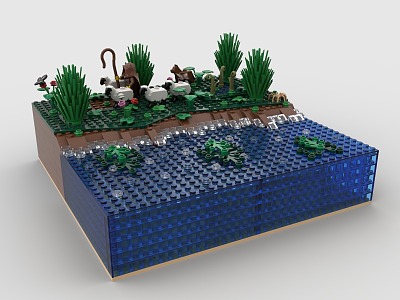 Lego LEGO Toy Seaside Beach Island Sheep Grass Plant Flower Seawater 3d model