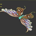Artistic Decorative Butterfly Featuring Gradient Pink Purple Blue Wings Orange Edges Red Black Eye Patterns