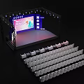 Modern Stage Setup With Lighting Equipment Backdrop Screen And Auditorium Seats 3d model