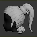 Three Black Head Models With Different White Braided Hair Designs 3d model