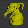 Horned Bearded Muscular Character Holding Shield In Detailed 3D Render Design