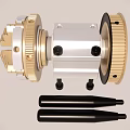 Mechanical Components With Gold And Silver Metal Gear Connector And Black Tools