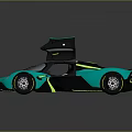 Teal Supercar With Open Scissor Doors And Neon Green Accents On Reflective Surface