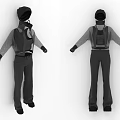 Black Hooded Long Sleeve Top With Suspender Pants Warm Casual Outfit For Daily Wear