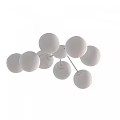 Modern Ceiling Light With Multiple White Spherical Shades And Golden Metal Frame 3d model