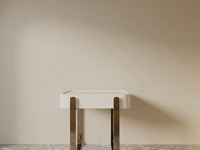 Modern Minimalist Bedside Table With White Top And Metal Legs Design 3d model