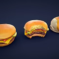 Appetizing Hamburgers With Bitten Patty Lettuce Cheese And Wrapped Option On Dark Background