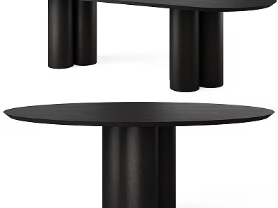 Modern Black Round Dressing Table With Cylindrical Legs And Smooth Surface 3d model