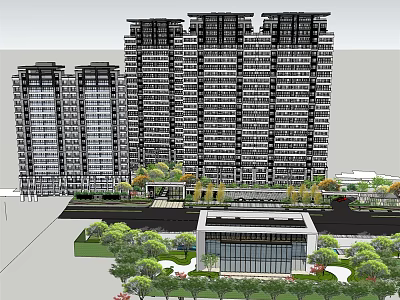 Modern High Rise Residential Buildings With Greenery And Community Facilities 3d model