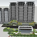 Modern High Rise Residential Buildings With Greenery And Community Facilities