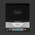 Black Retro Record Player Audio System With Open Lid Control Panel Knobs And Display Screen