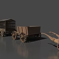 Multiple Different Styles of Vintage Wooden Carts in 3D Model Design