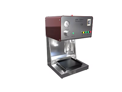 Medical Device With Dark Red Silver Body Control Panel Pressure Gauge Indicator Lights And Tray 3d model