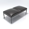 Modern Black Leather Sofa Bench With Two Seat Design And Metal Legs