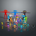 Cartoon Style Game and Movie Characters With Various Colors Sizes and Poses