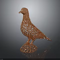 Elegant Red Perforated Dove Shaped Decorative Furniture Ornament With Metallic Base
