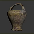 Vintage Bronze Wine Bottle With Decorative Ears And Metallic Sheen On Dark Background