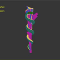 Snake Sculpture Twisted Around Wooden Branch With Artistic Carved Design