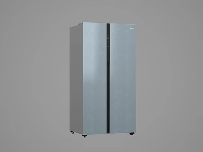 Modern Silver Double Door Refrigerator With Sleek Upright Design And Black Frame 3d model