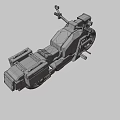 Futuristic Metallic Gray Motorcycle With Yellow Front Light And Side Storage Box
