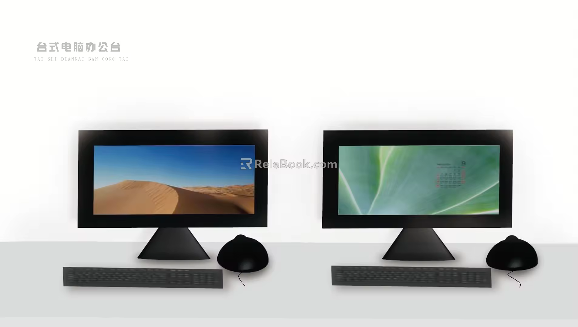 desktop computer office desk 3d model