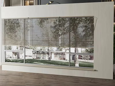 Floor to Ceiling Window with Trees and Buildings View Wooden Floor Interior and Natural Light 3d model