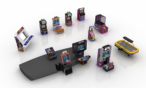 Modern game arcade equipment video game equipment 3d model