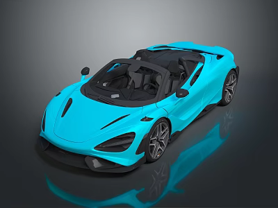 Sleek Blue Convertible Sports Car with Modern Design Black Top and Black Wheels 3d model