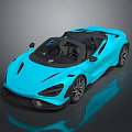 Sleek Blue Convertible Sports Car with Modern Design Black Top and Black Wheels