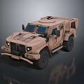 Detailed Military Off Road Vehicle Sculpture Carving with Armored Body and Heavy Duty Tires