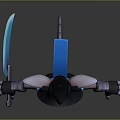 3D Feline Game Character With Large Ears Blue Eyes And Mechanical Warrior Armor